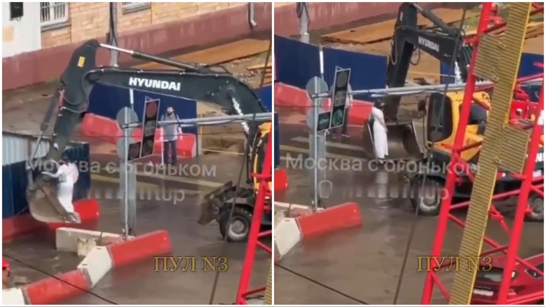 Aún quedan caballeros: hombre acarreó a una chica con la pala de una excavadora (VIDEO)