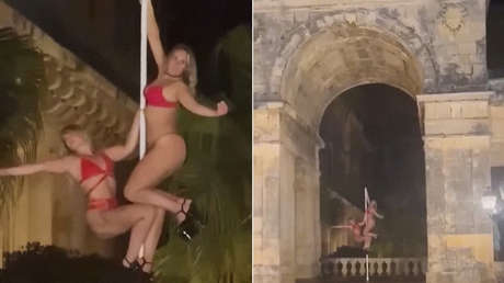 Bailarinas de barra perturban la paz de un histórico palacio griego al posar en lencería (VIDEO)