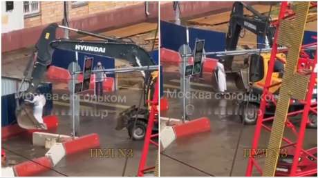 Aún quedan caballeros: hombre acarreó a una chica con la pala de una excavadora (VIDEO)