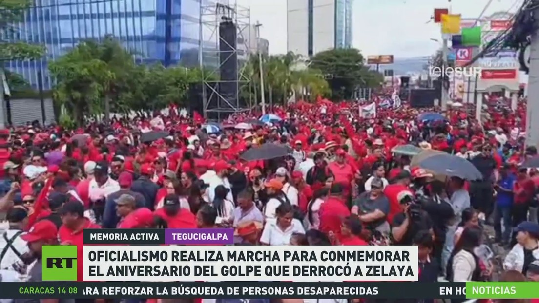 Oficialismo en Honduras realiza marcha para conmemorar el aniversario del golpe que derrocó a Zelaya