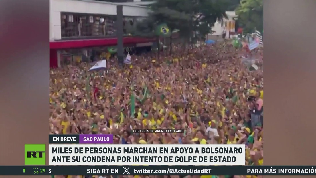 Miles de personas marchan en apoyo a Bolsonaro ante su condena por intento de golpe de Estado