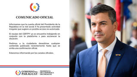 Hackean la cuenta oficial del presidente de Paraguay en X