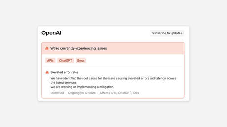 Falla en OpenAI provoca masiva caída de ChatGPT