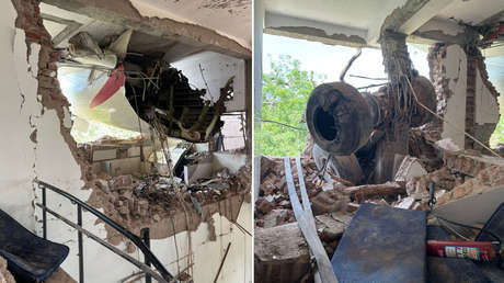 Lo que quedó de una residencia de estudiantes en la que cayó el Boeing en India (VIDEO)