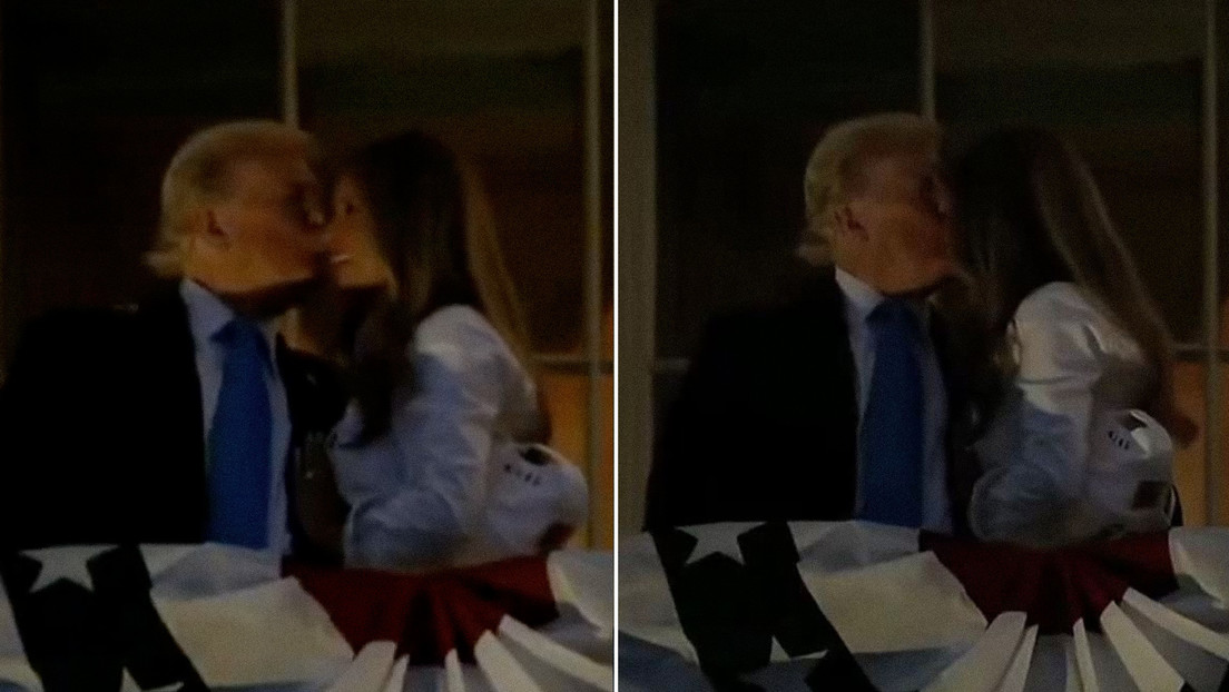 VIDEO: Ahora sí 'habemus beso' entre Trump y Melania (al segundo intento)