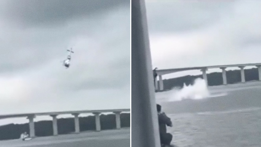 DRAMÁTICO VIDEO: Helicóptero cae en picada a un río