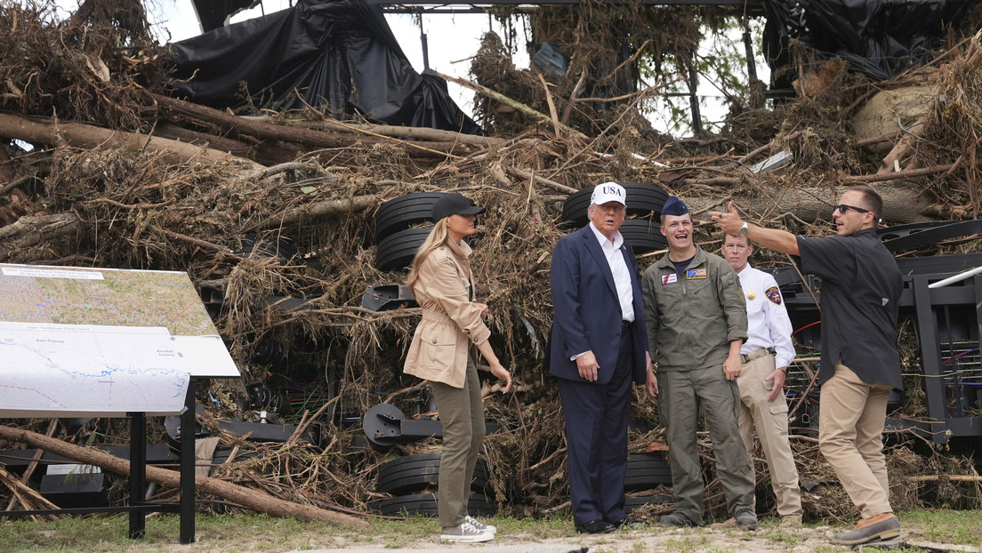 "Nunca había visto algo así": Trump en el epicentro de las catastróficas inundaciones