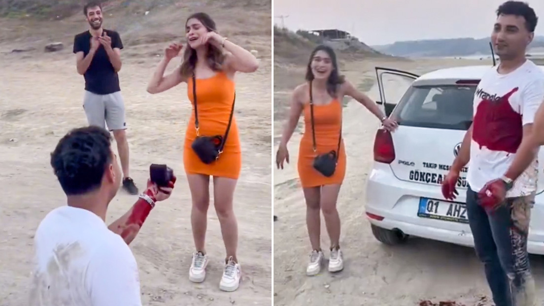 Un tiroteo, una 'muerte' y un sí: la inusual forma de pedir matrimonio (VIDEO)