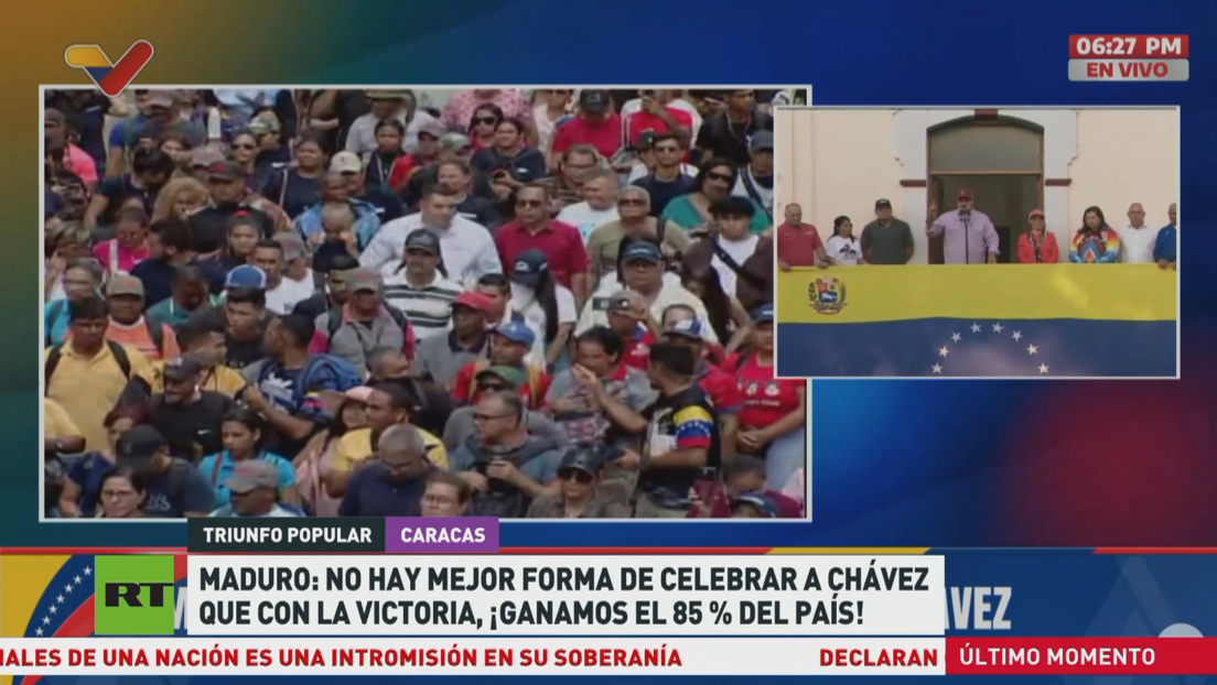 Maduro: "No hay mejor forma de celebrar a Chávez que con la victoria, ¡ganamos el 85 % del país!"