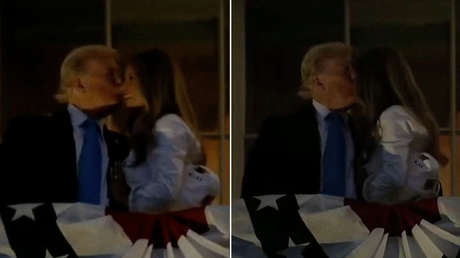 VIDEO: Ahora sí 'habemus beso' entre Trump y Melania (al segundo intento)