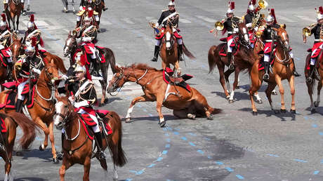 VIDEO: Caballos se ponen rebeldes durante desfile militar en París