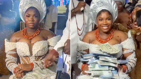 VIDEO: Esta recién casada no sonreirá hasta recibir los billetes suficientes