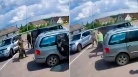 VIDEO: Ucraniano se libra de sus reclutadores gracias a una pala