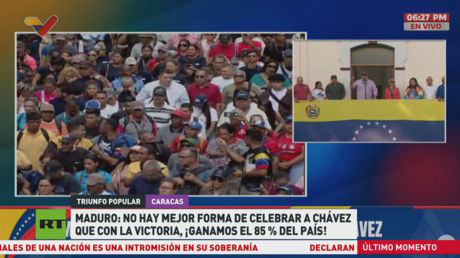 Maduro: "No hay mejor forma de celebrar a Chávez que con la victoria, ¡ganamos el 85 % del país!"