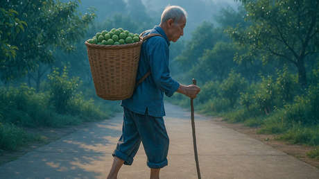 Un anciano chino se hace famoso por este conmovedor gesto con su hijo