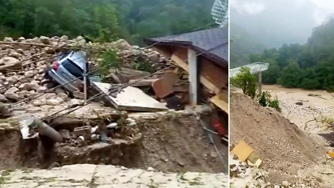 VIDEO ATERRADOR: Masivo deslizamiento de tierra destruye edificios y bloquea una popular zona turística