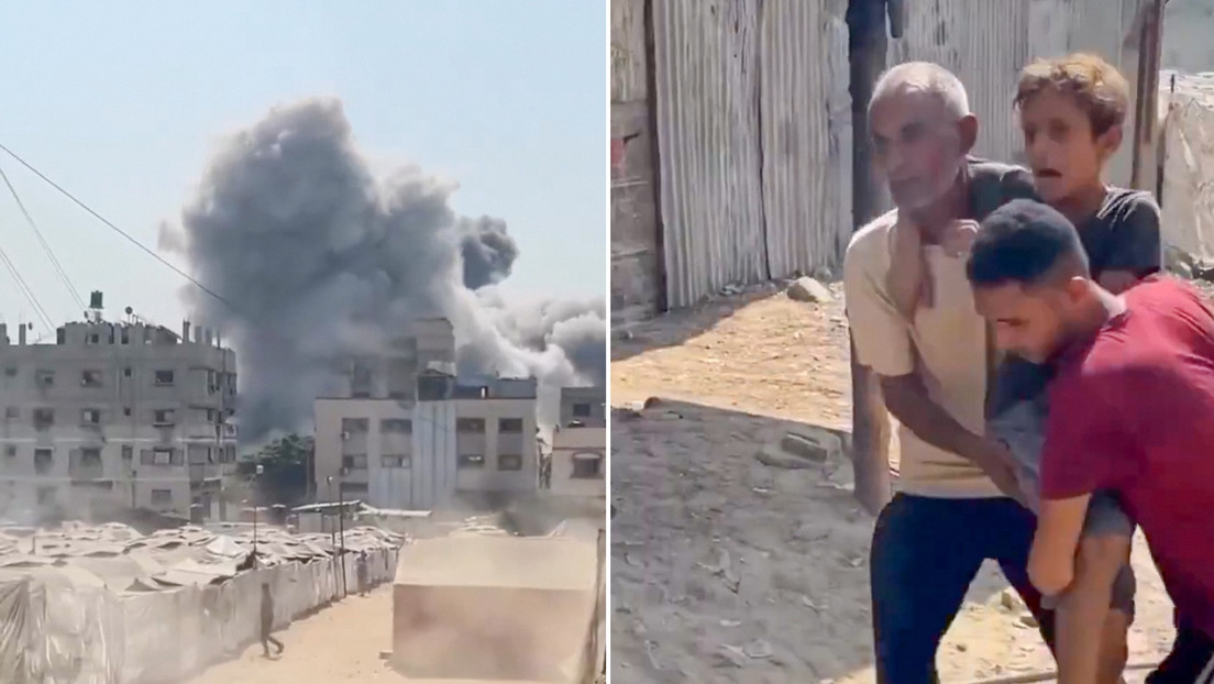 VIDEO: Niño palestino corre aterrado a los brazos de su padre tras ser alcanzado por ataque israelí