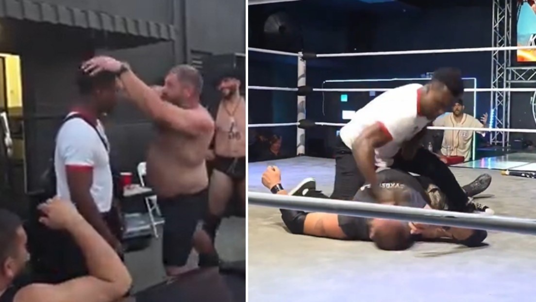 VIDEO: Hijo de leyenda de la UFC entra en una pelea de lucha libre y propina brutal paliza a un peleador