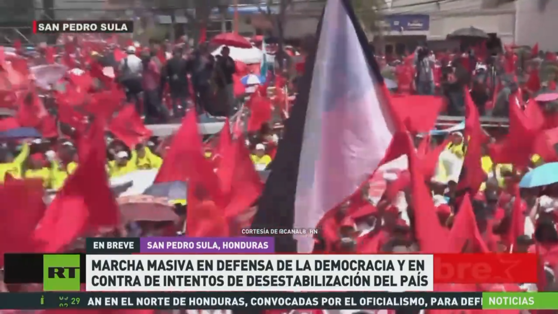 Marcha masiva en defensa de la democracia y contra los intentos de desestabilización en Honduras