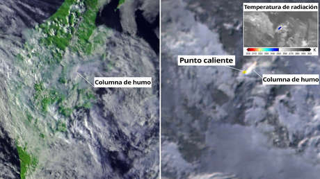 Así se ve desde el espacio la erupción del volcán activo más alto de Eurasia