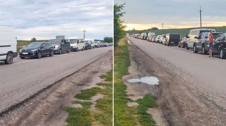 Enormes colas: Jóvenes ucranianos abandonan el país en masa (VIDEOS)