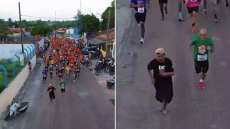 VIDEO: Un hombre borracho y en chanclas se une a un maratón y consigue una medalla