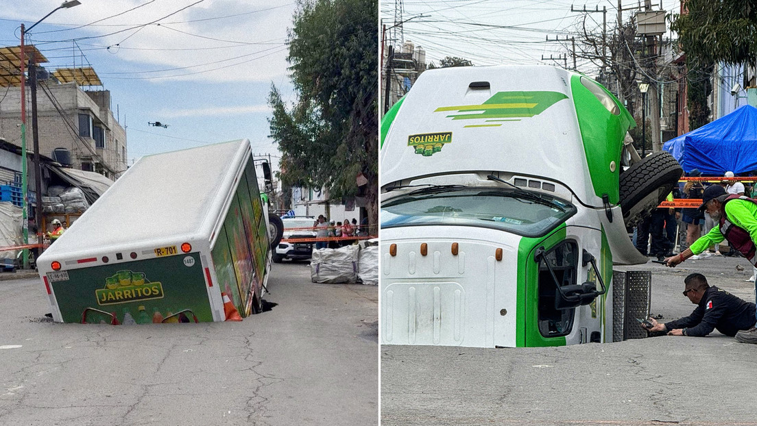 VIDEO: Un enorme socavón 'se traga' un camión en México