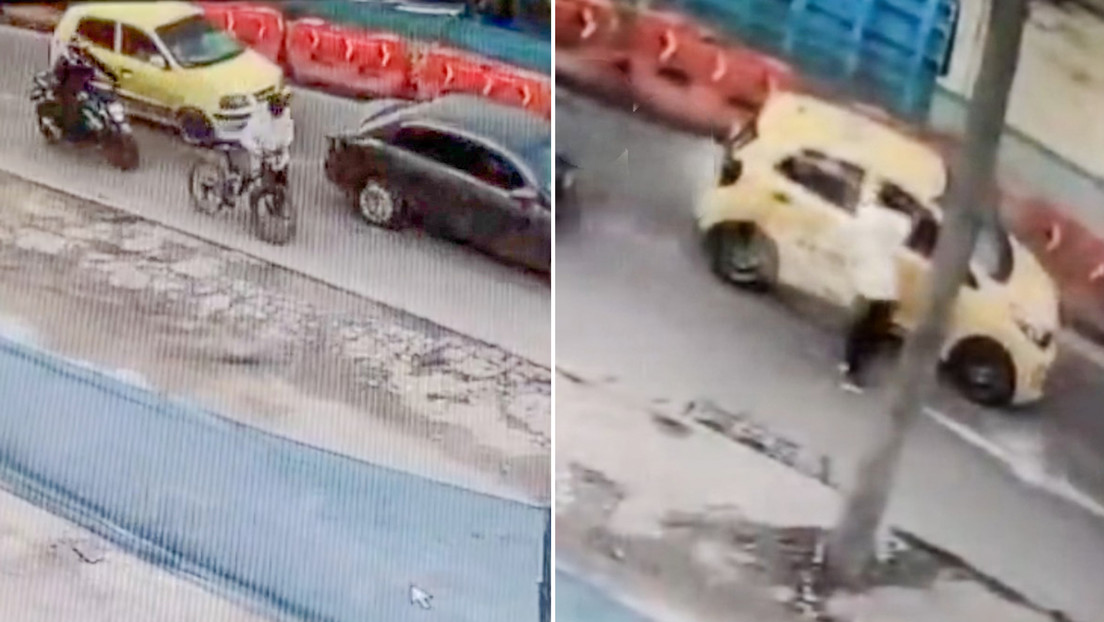 A plena luz del día: sicario en bicicleta intercepta un taxi y ejecuta a pasajero (VIDEO)