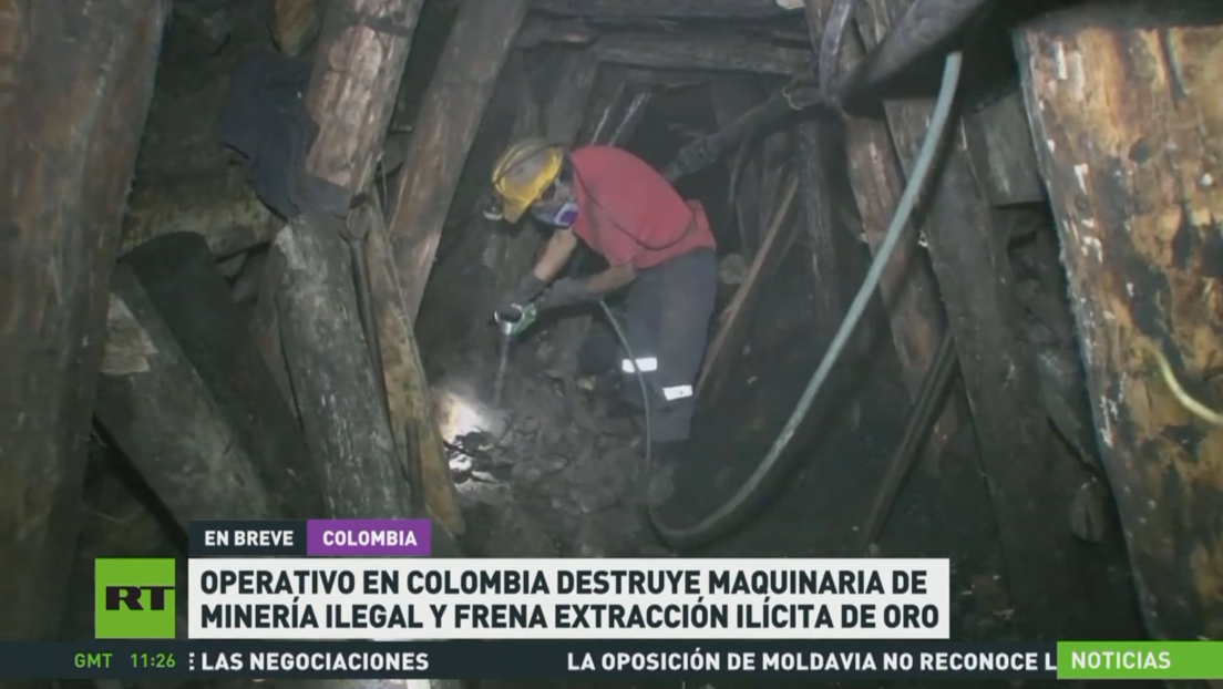 Operativo en Colombia destruye maquinaria de minería ilegal y frena extracción ilícita de oro