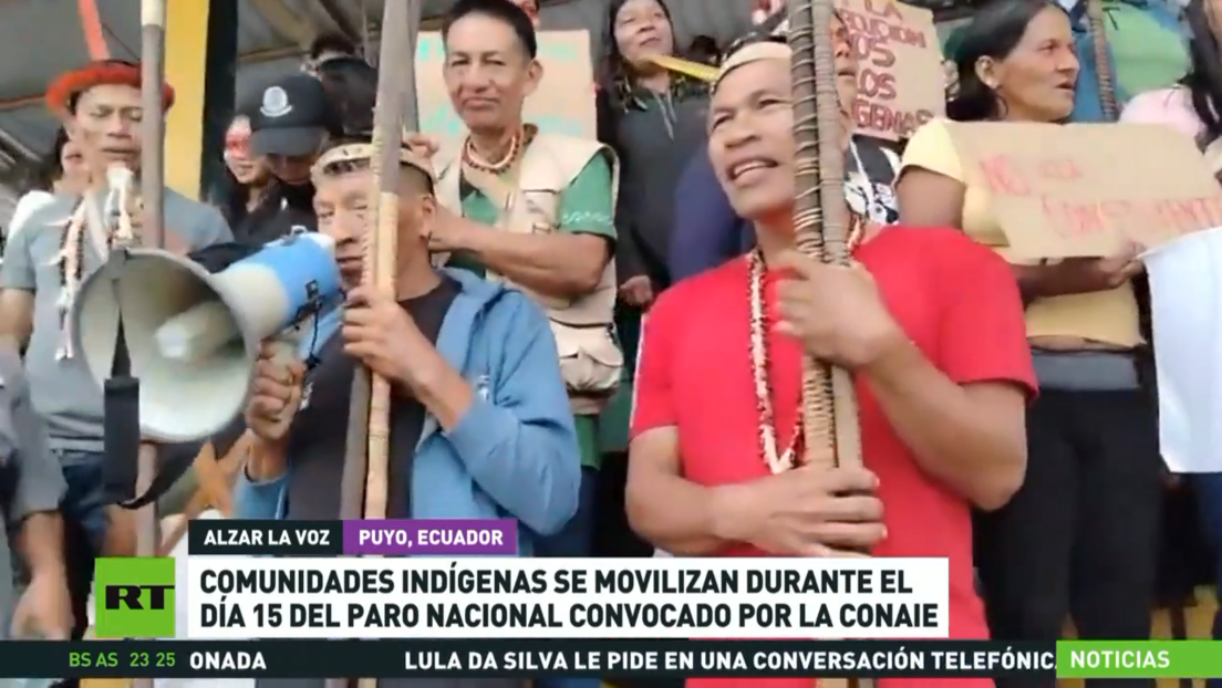 Comunidades indígenas se movilizan en Ecuador al día 15 del paro nacional convocado por la CONAIE