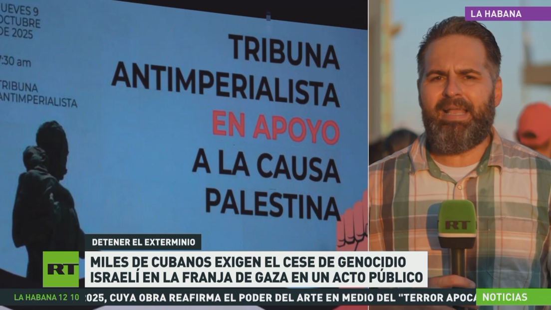 Miles de cubanos exigen en un acto público que pare genocidio israelí en Gaza