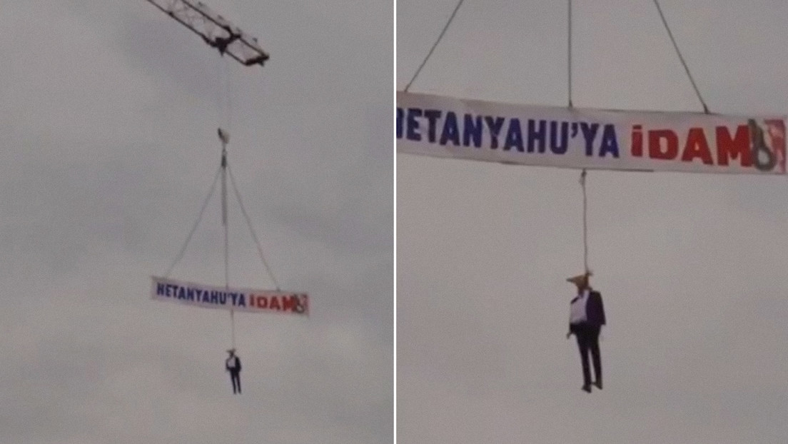 'Ejecutan' efigie de Netanyahu (VIDEO)