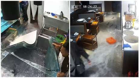 VIDEO: Un 'caos con peces' interrumpe un día normal en un restaurante chino