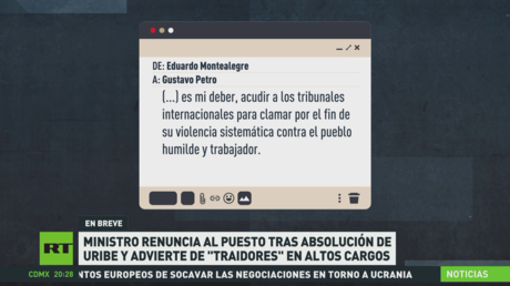 Ministro colombiano renuncia tras absolución de Uribe y advierte de "traidores" en altos cargos