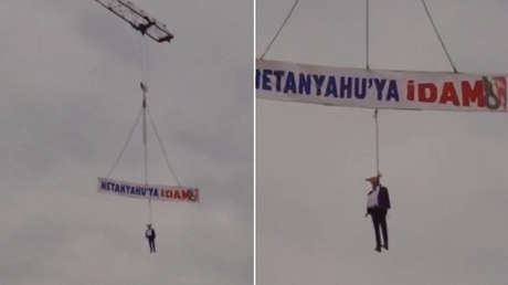 'Ejecutan' efigie de Netanyahu (VIDEO)