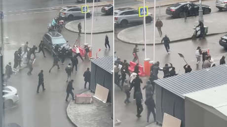 VIDEOS: Migrantes protagonizan una pelea masiva con palos y palas en Moscú