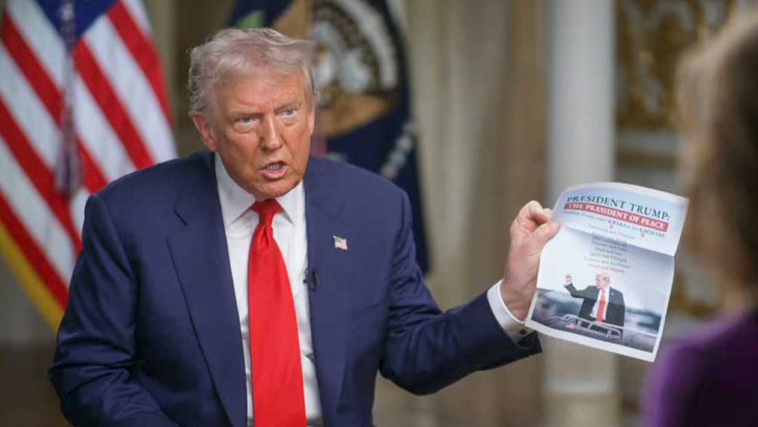 Trump lleva a una entrevista un pantallazo impreso de X para probar que puso fin a 8 guerras