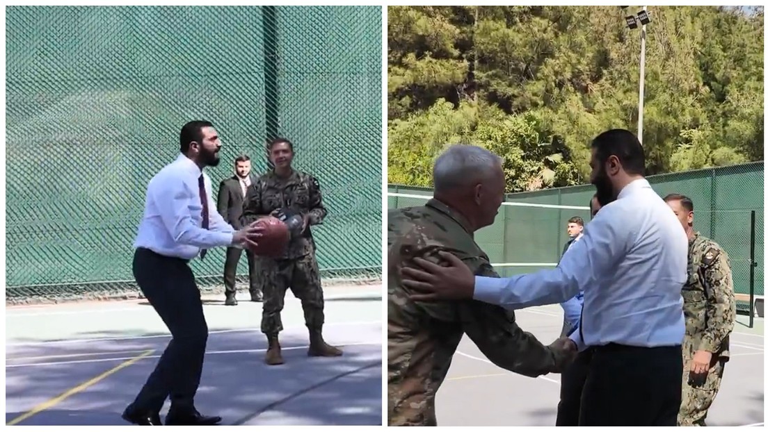 VIDEO: El líder sirio juega al baloncesto con jefes militares estadounidenses