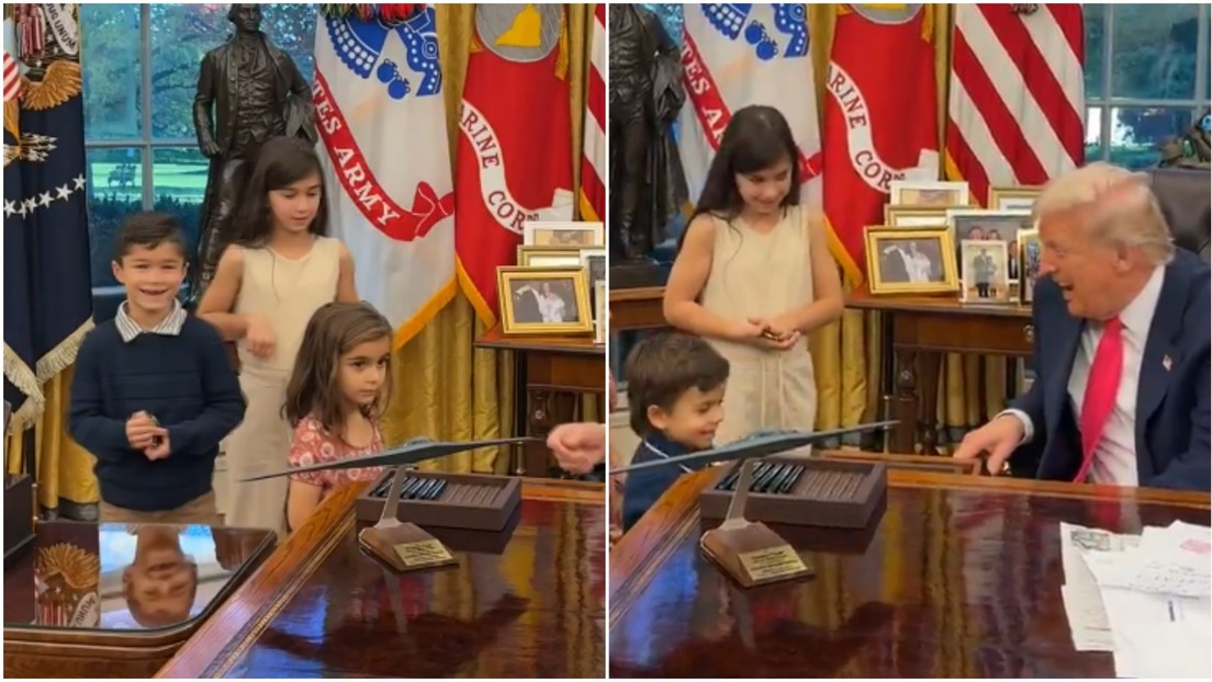 "Mi nombre es Donald": El tierno momento de Trump con niños invitados en la Oficina Oval (VIDEO)