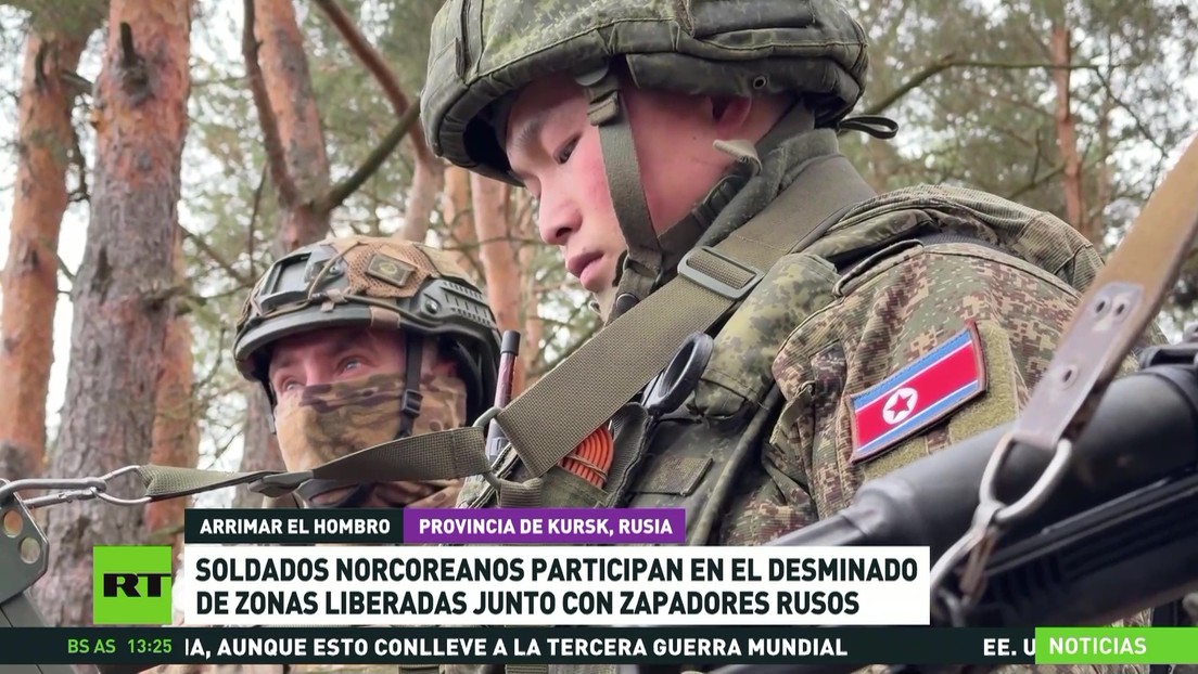 Soldados de la RPDC participan en el desminado de zonas liberadas junto con zapadores rusos