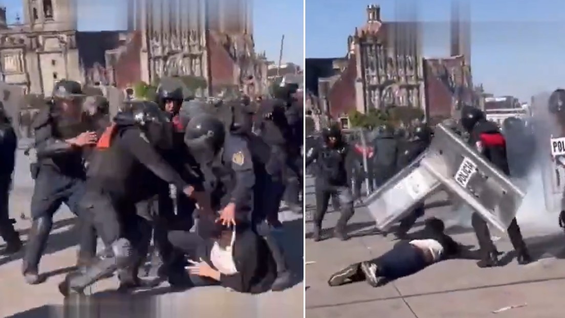 FUERTE VIDEO: Policías patean en la cara y la cabeza a un manifestante durante las protestas en México