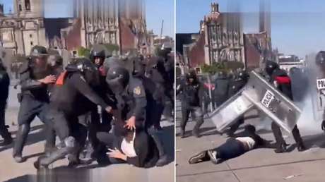 FUERTE VIDEO: Policías patean en la cara y la cabeza a un manifestante durante las protestas en México