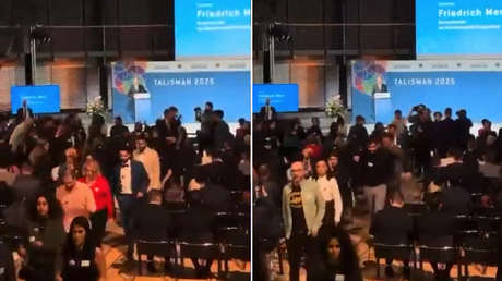 VIDEO: Multitud abandona la sala durante un discurso de Merz