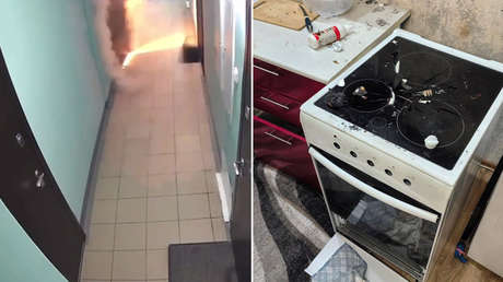 VIDEO: Un perro provoca una explosión que hace volar la puerta de un apartamento