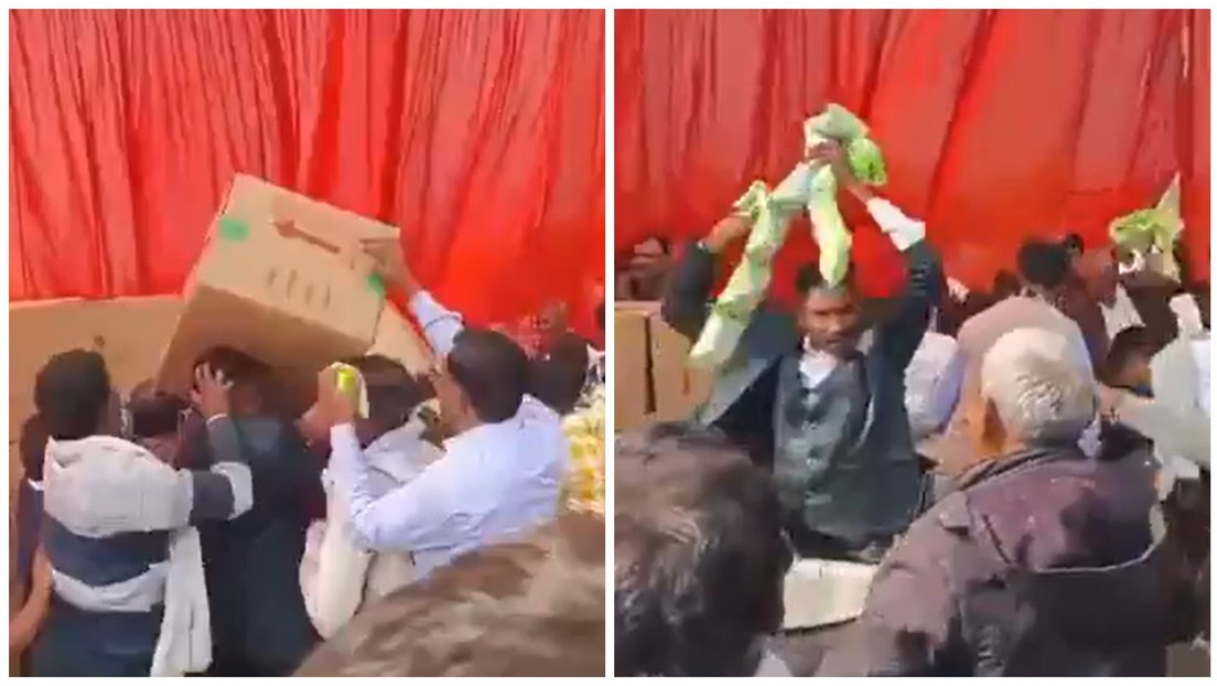 VIDEO: Una boda masiva acaba en caos por papas fritas y aperitivos gratis