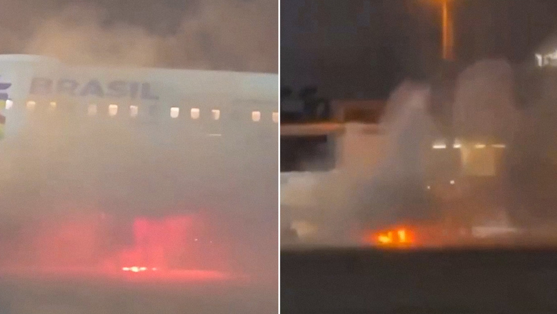 Avión con pasajeros se incendia en la pista antes de despegar en Brasil (VIDEO)