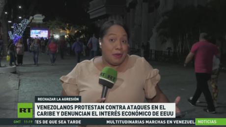 Venezolanos protestan contra ataques en el Caribe y denuncian el interés económico de EE.UU.
