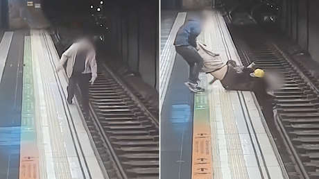 Dramático incidente en el metro: hombre cae a las vías y una mujer se lanza para ayudarlo (VIDEO)
