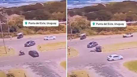 Motociclista impacta contra un vehículo a gran velocidad (FUERTE VIDEO)