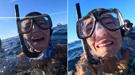 VIDEO: Una mujer se emociona hasta las lágrimas al llevarse una sorpresa en el océano